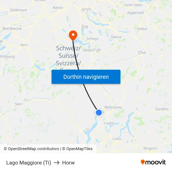 Lago Maggiore (Ti) to Horw map