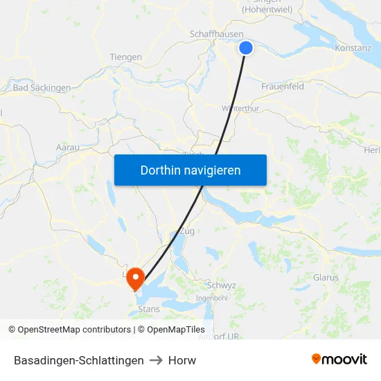 Basadingen-Schlattingen to Horw map