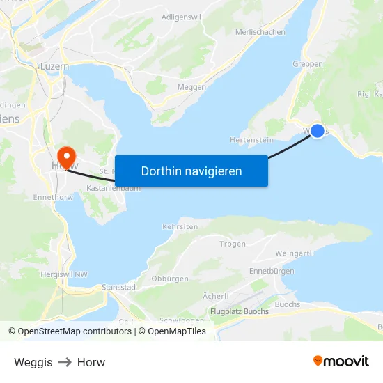 Weggis to Horw map
