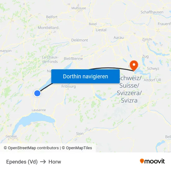 Ependes (Vd) to Horw map