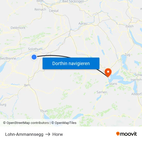 Lohn-Ammannsegg to Horw map