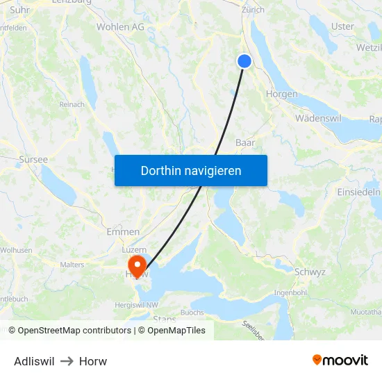 Adliswil to Horw map