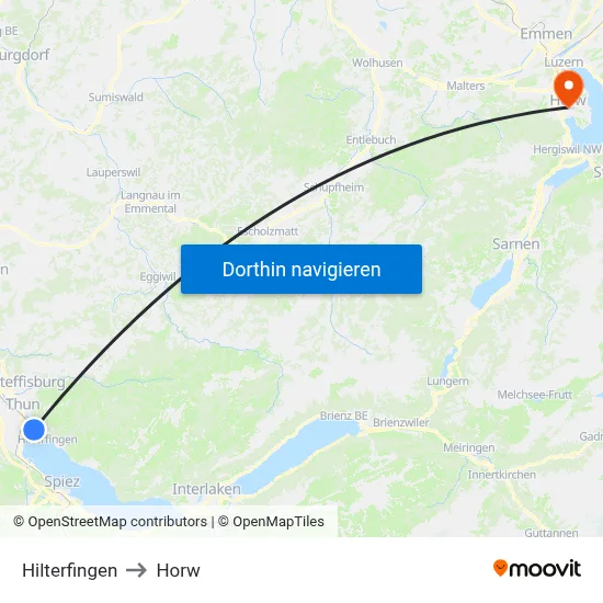 Hilterfingen to Horw map