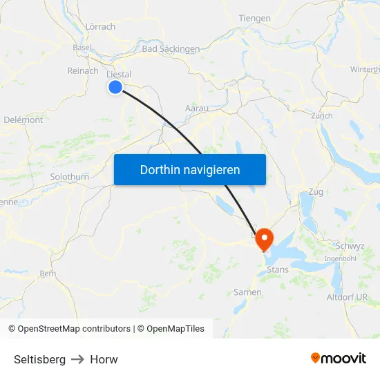 Seltisberg to Horw map
