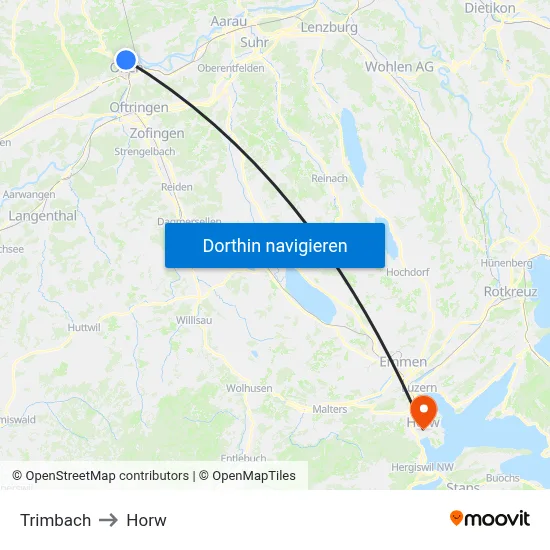Trimbach to Horw map