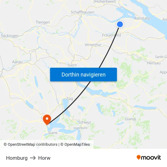 Homburg to Horw map