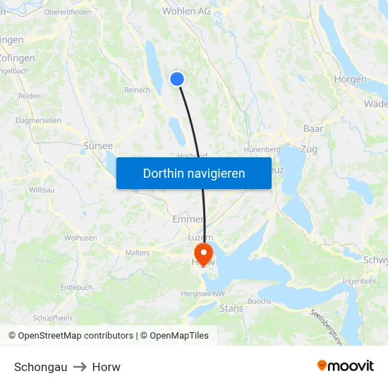 Schongau to Horw map