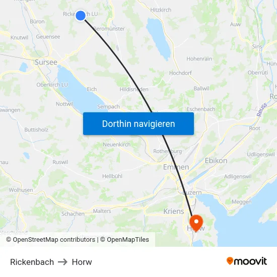 Rickenbach to Horw map