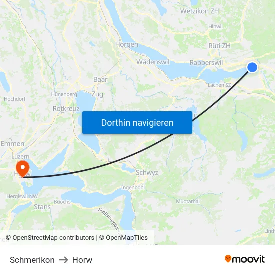 Schmerikon to Horw map