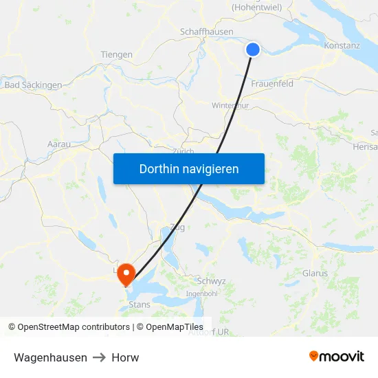 Wagenhausen to Horw map