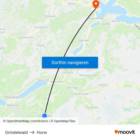 Grindelwald to Horw map