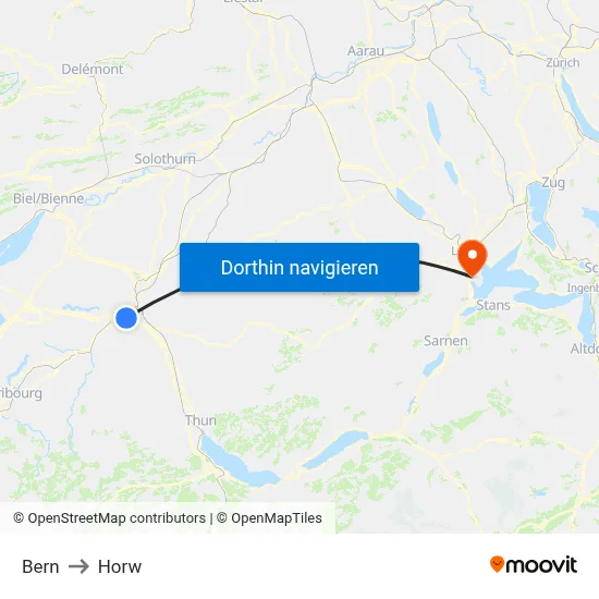 Bern to Horw map