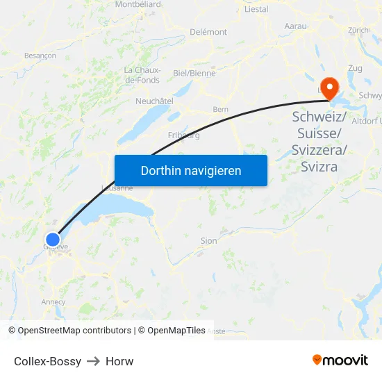 Collex-Bossy to Horw map