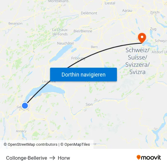 Collonge-Bellerive to Horw map