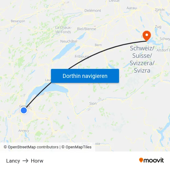 Lancy to Horw map