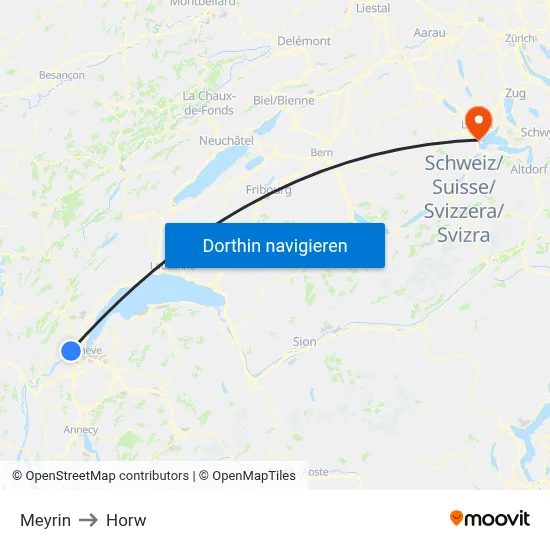 Meyrin to Horw map