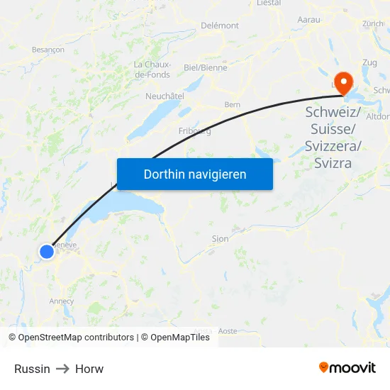 Russin to Horw map