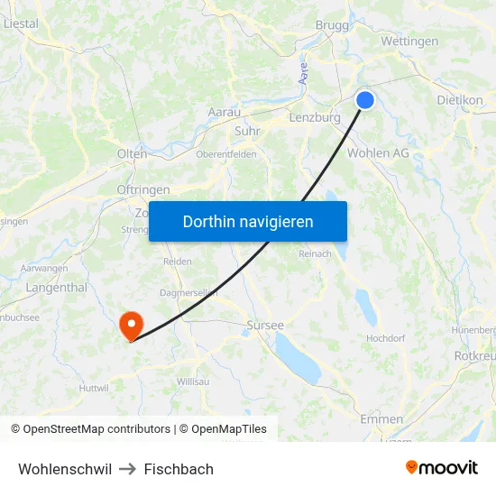 Wohlenschwil to Fischbach map