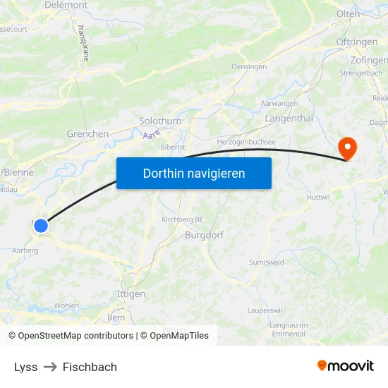 Lyss to Fischbach map