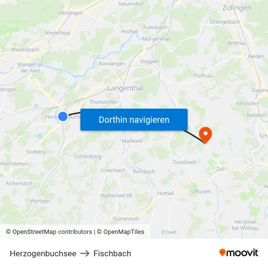 Herzogenbuchsee to Fischbach map