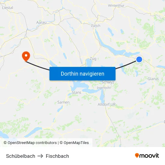 Schübelbach to Fischbach map