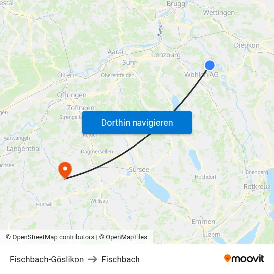 Fischbach-Göslikon to Fischbach map