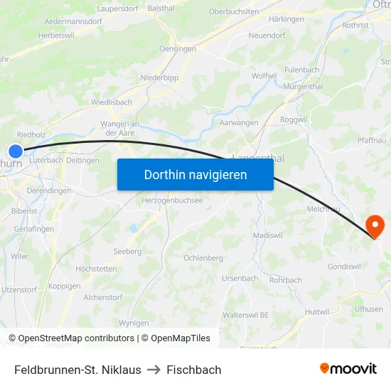 Feldbrunnen-St. Niklaus to Fischbach map