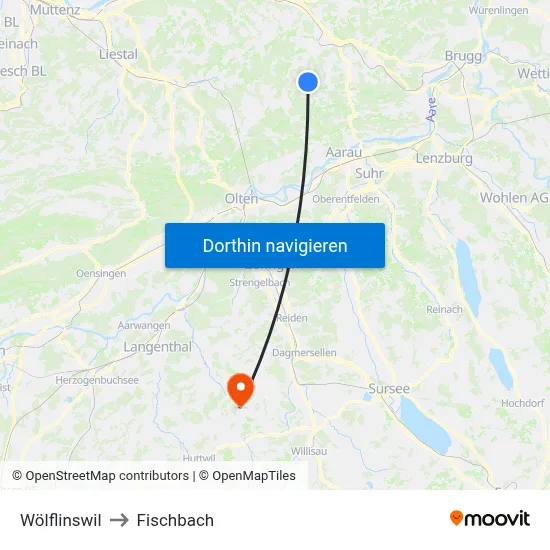 Wölflinswil to Fischbach map
