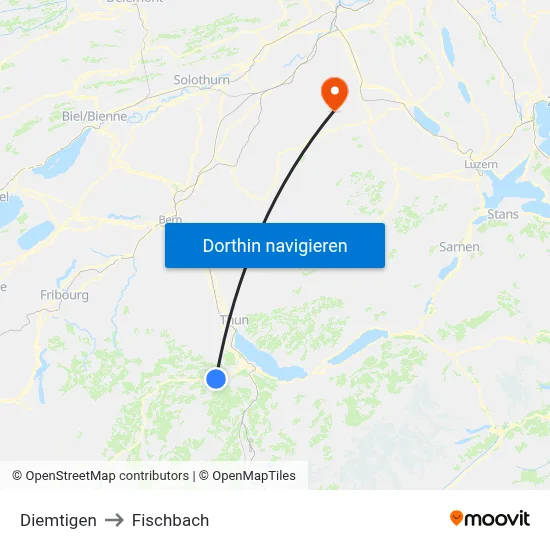 Diemtigen to Fischbach map