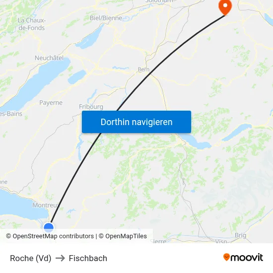 Roche (Vd) to Fischbach map