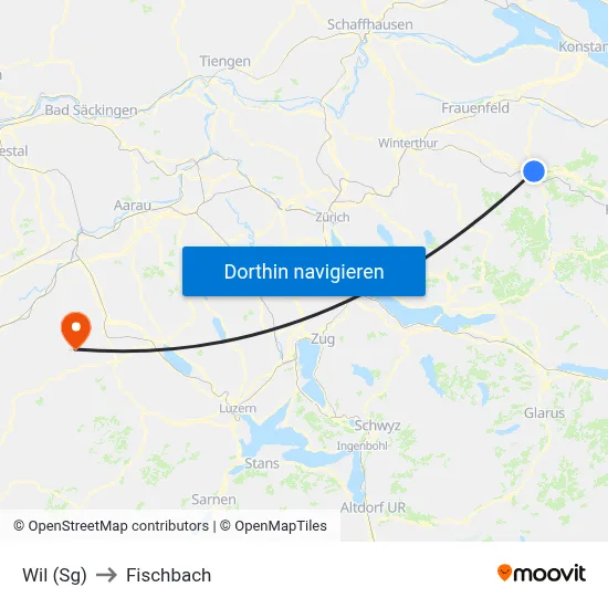 Wil (Sg) to Fischbach map