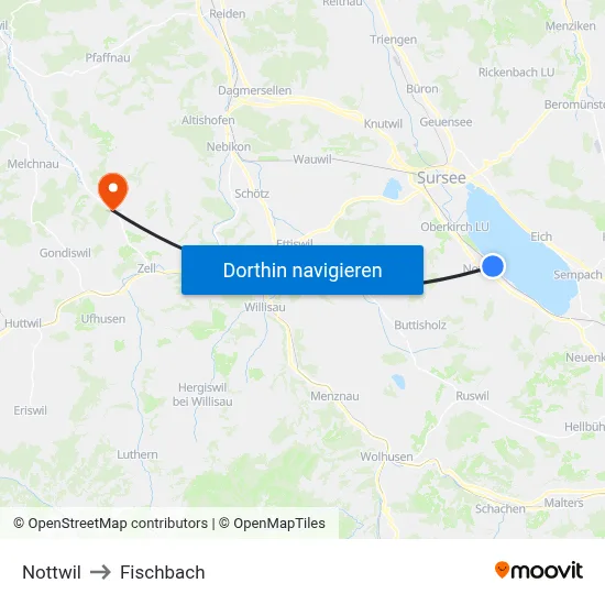 Nottwil to Fischbach map