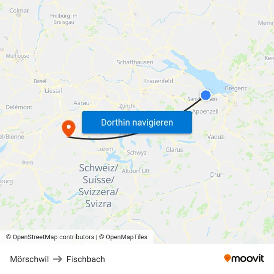 Mörschwil to Fischbach map