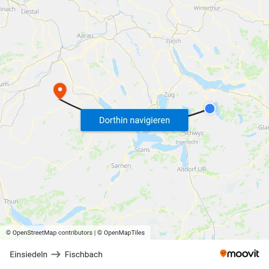 Einsiedeln to Fischbach map