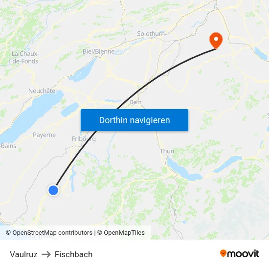 Vaulruz to Fischbach map