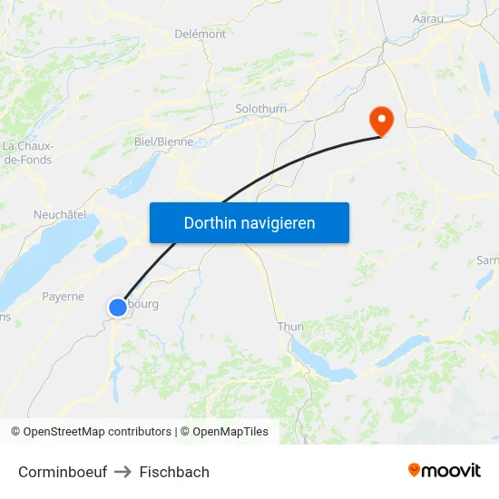 Corminboeuf to Fischbach map