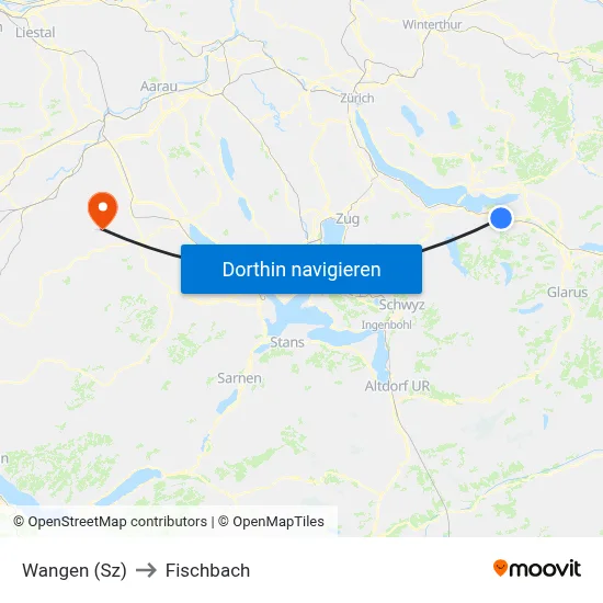 Wangen (Sz) to Fischbach map