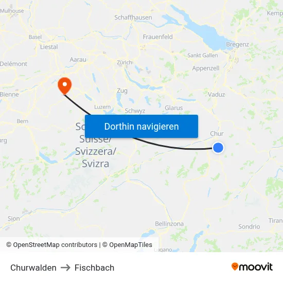 Churwalden to Fischbach map