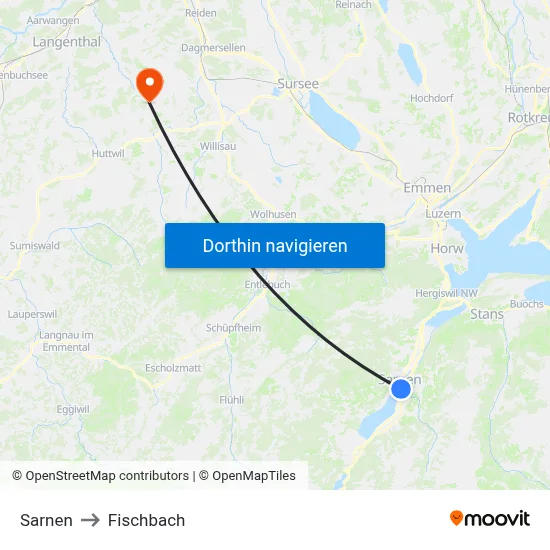 Sarnen to Fischbach map