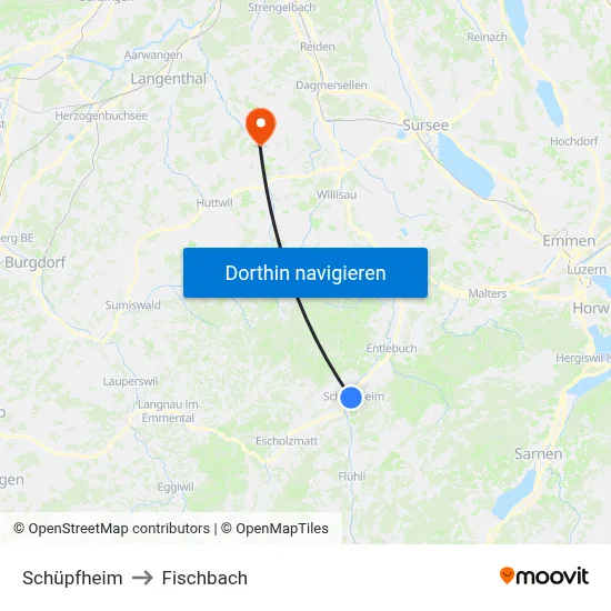 Schüpfheim to Fischbach map