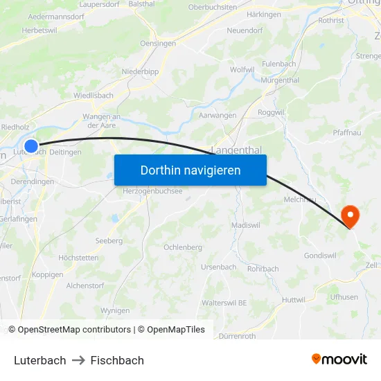 Luterbach to Fischbach map