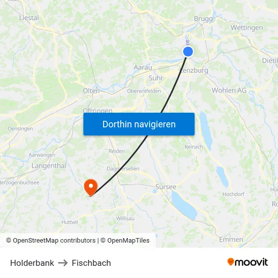 Holderbank to Fischbach map