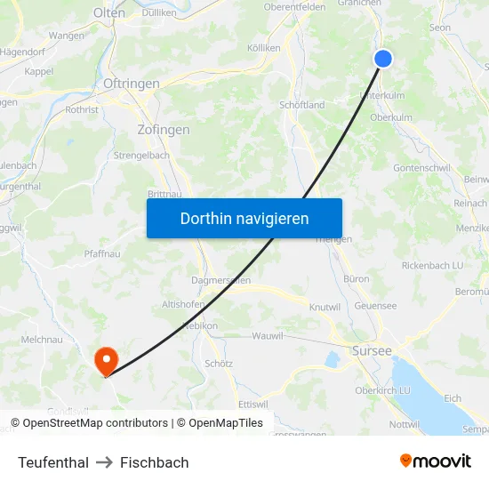 Teufenthal to Fischbach map