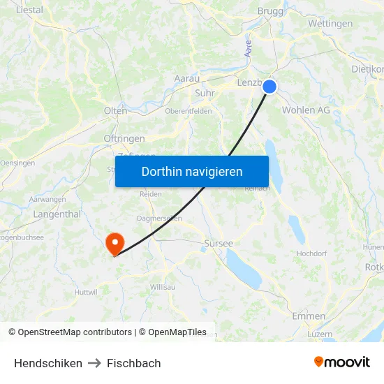 Hendschiken to Fischbach map
