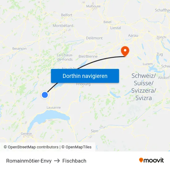 Romainmôtier-Envy to Fischbach map