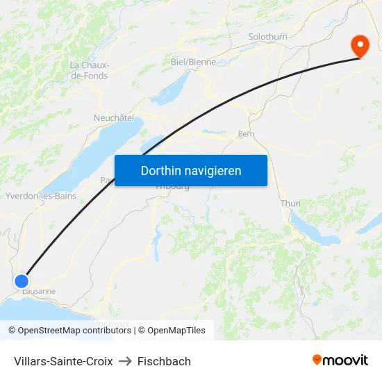 Villars-Sainte-Croix to Fischbach map