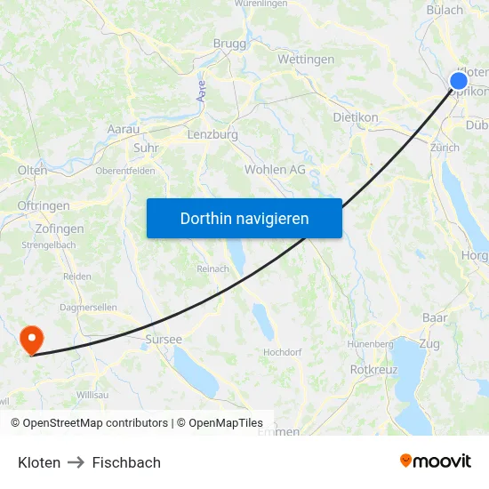 Kloten to Fischbach map