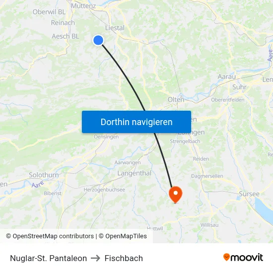 Nuglar-St. Pantaleon to Fischbach map