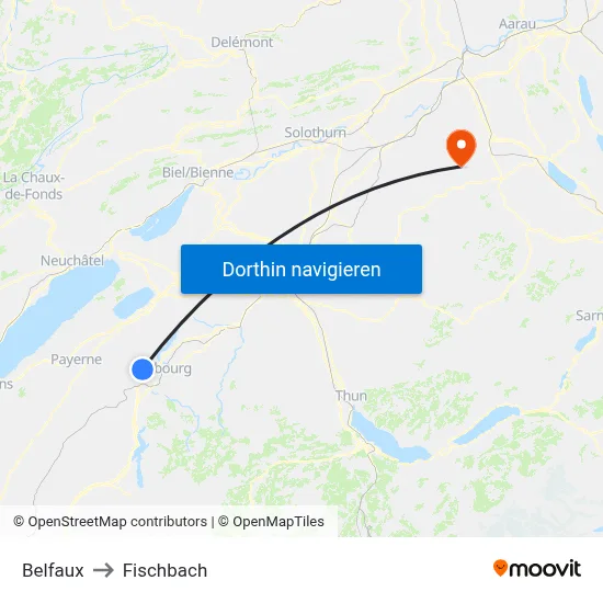 Belfaux to Fischbach map