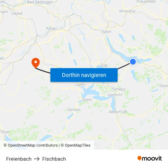 Freienbach to Fischbach map